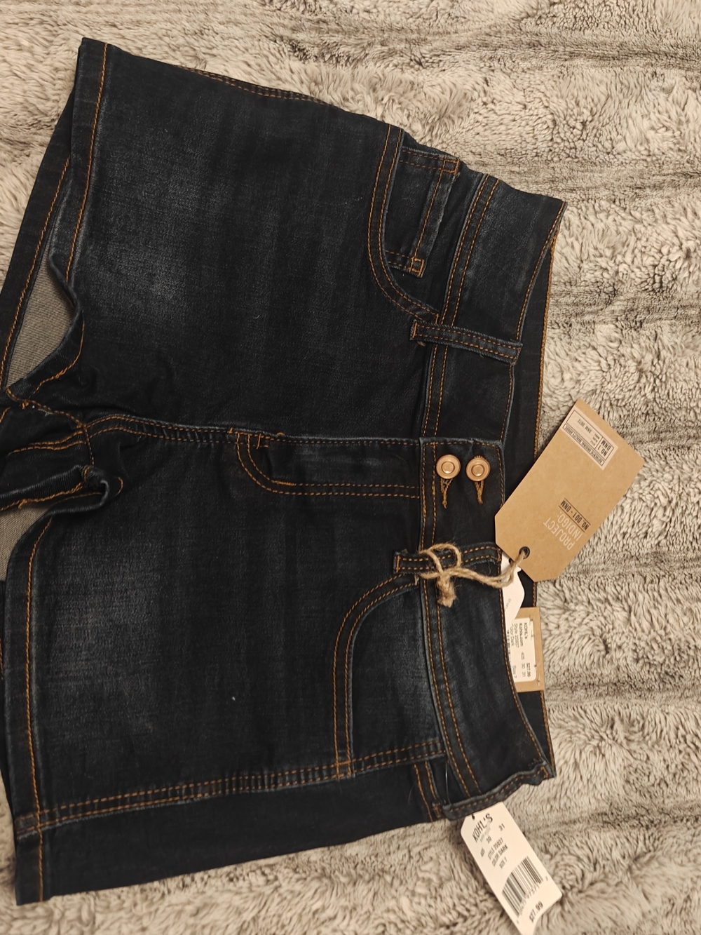 Kohl's Men's Dark Blue Relaxed Denim Jeans with Orange Stitching